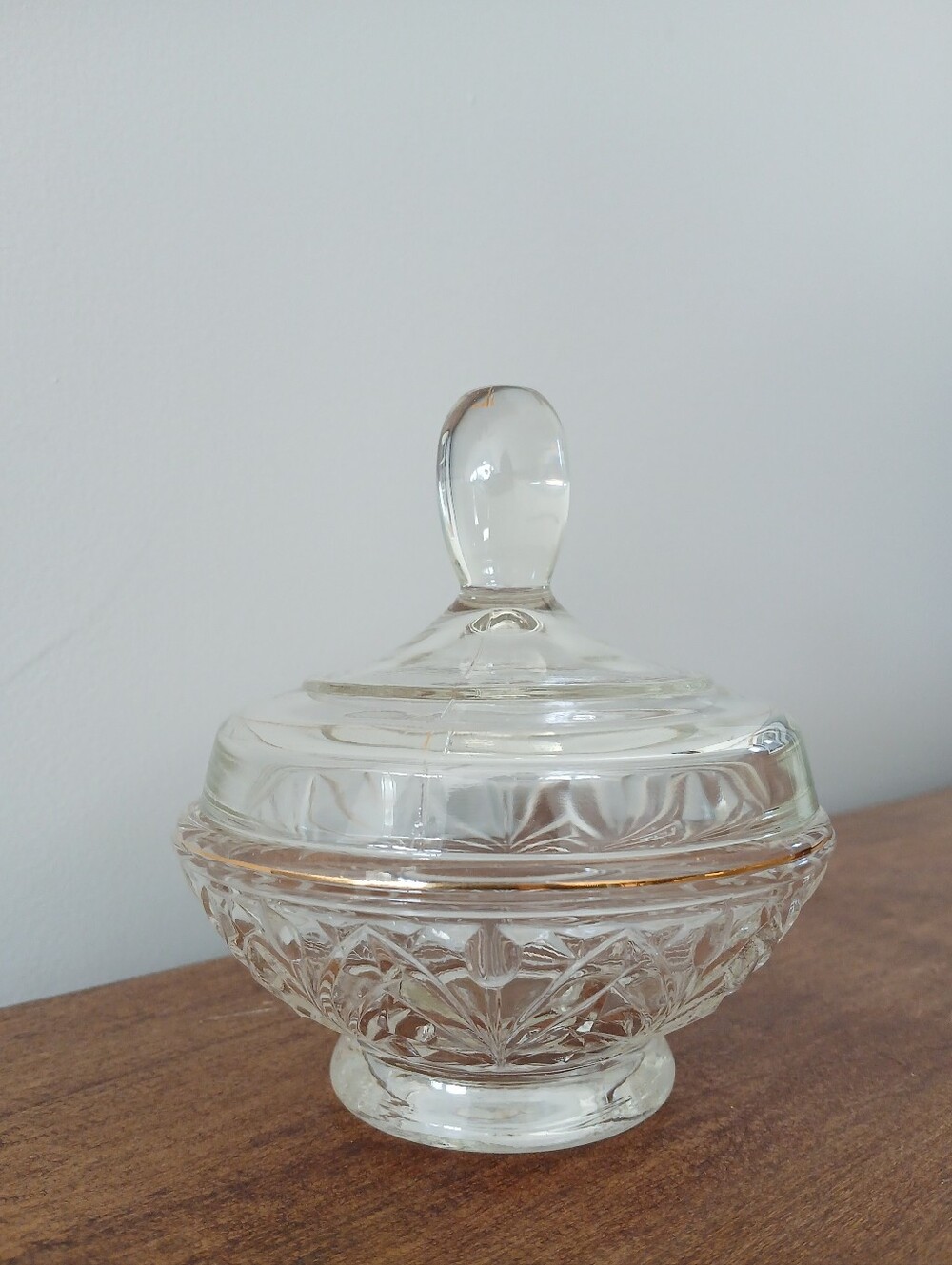 Vintage Clear Pressed Glass Candy Jewelry Dish